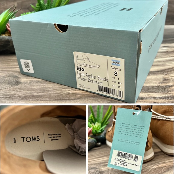 NIB Toms Rio Dark Amber Suede Water Resistant Moccasin Bootie Sneaker 8 38.5 - Picture 11 of 12